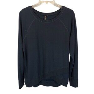 90 Degree by Reflex Long Sleeve Tulip Hem Top Women's Size L  Blue Knit Top